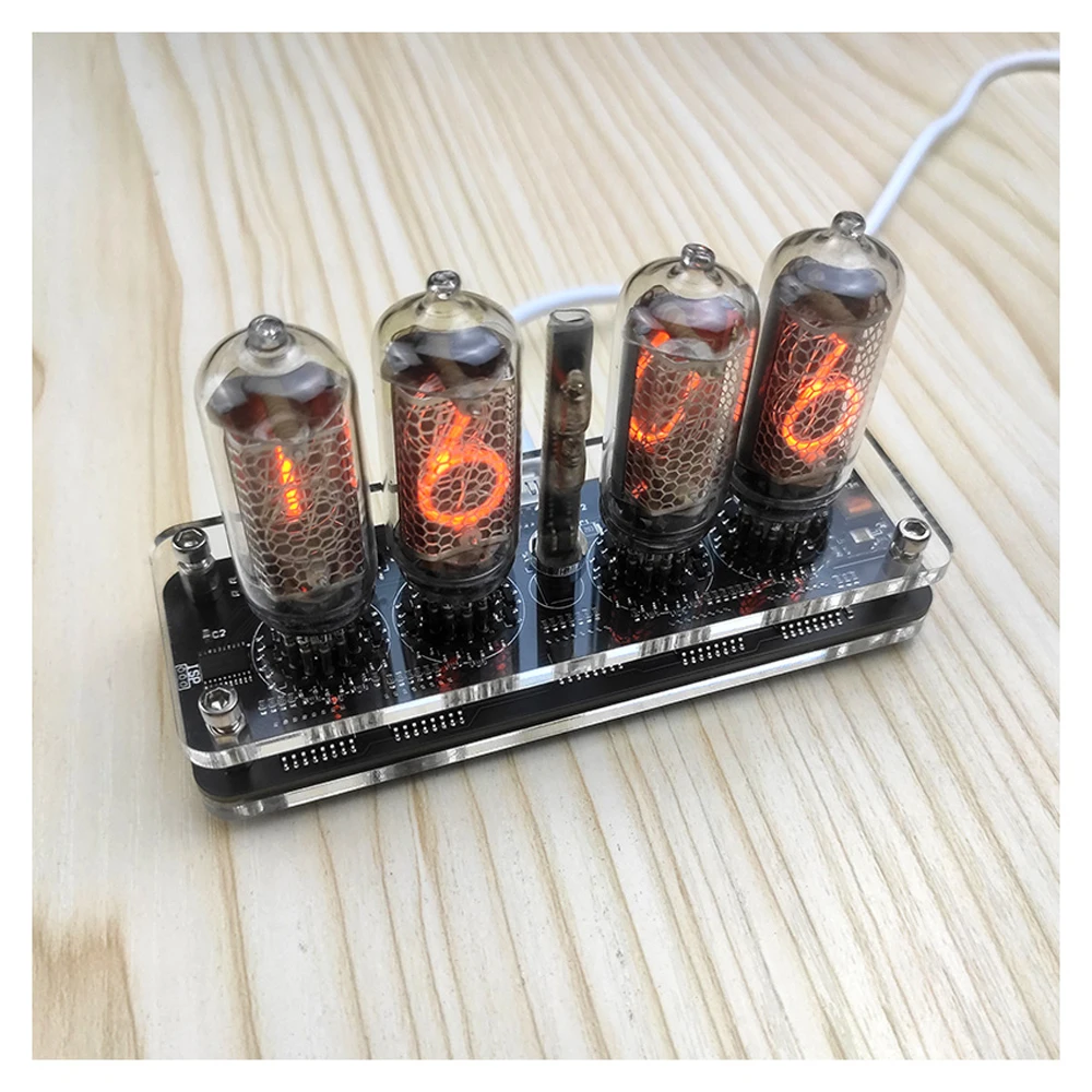 4 digit IN-8 Nixie Tube clock IN8 Glow Tube clock TYPE-C USB POWER cable digital display clock