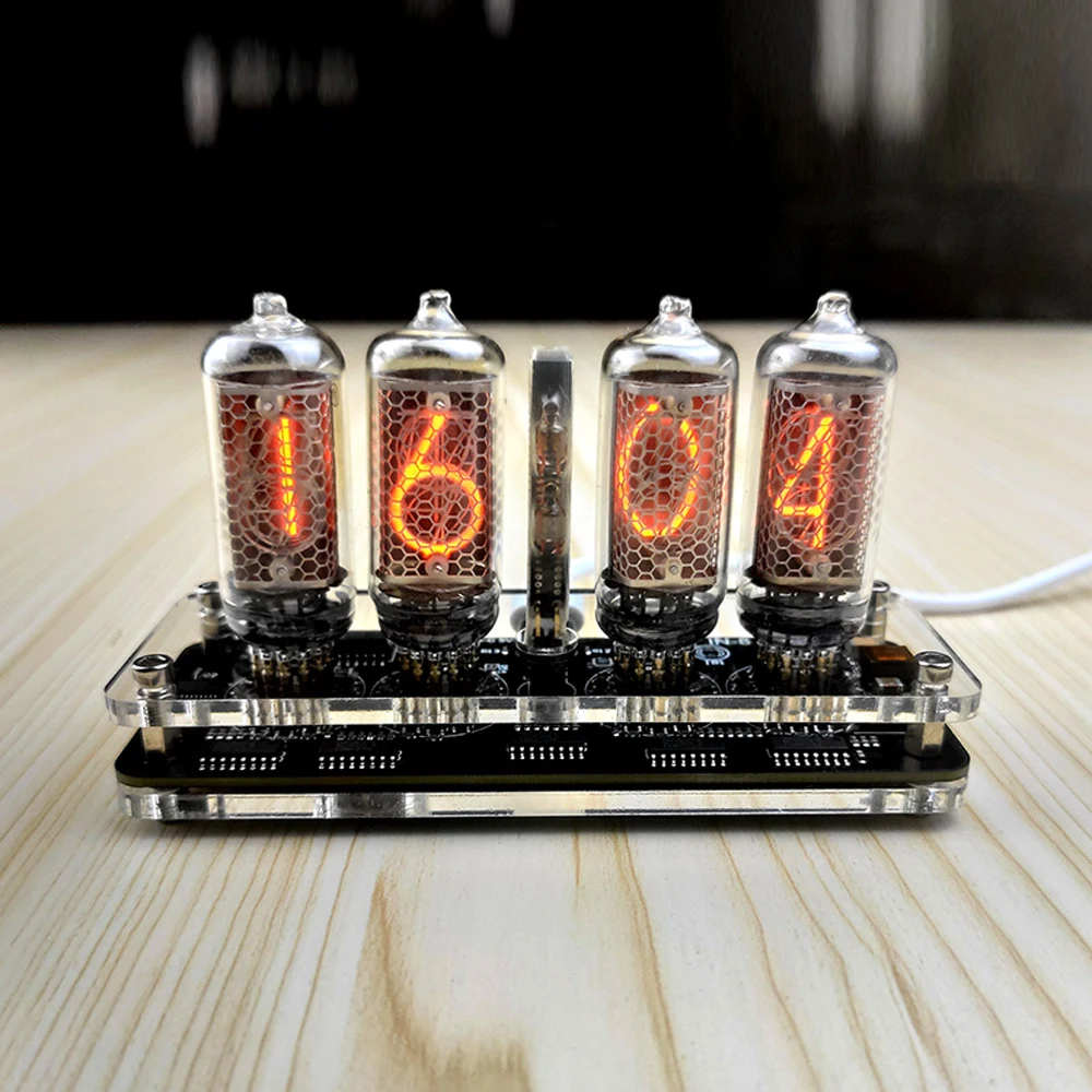 4 digit IN-8 Nixie Tube clock IN8 Glow Tube clock TYPE-C USB POWER cable digital display clock