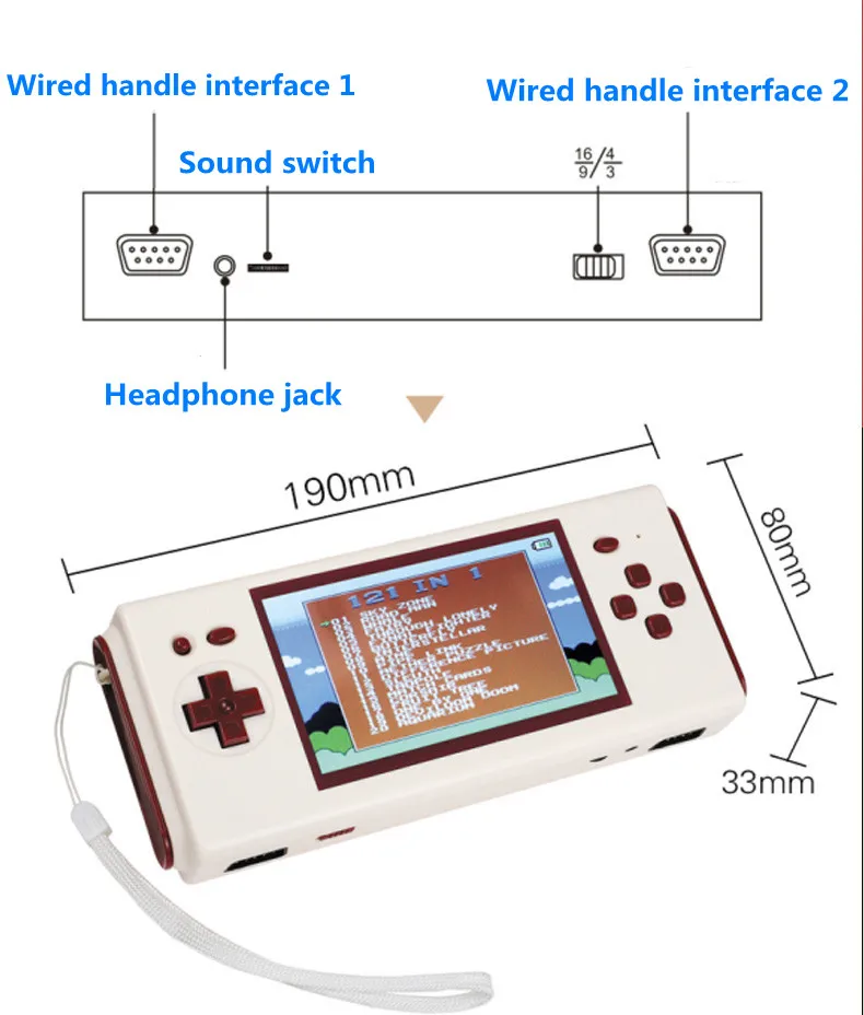 Support nes cartridge/ handheld game consoles(buit-in 88 games) inserted card/ screen handheld game machine Board Game