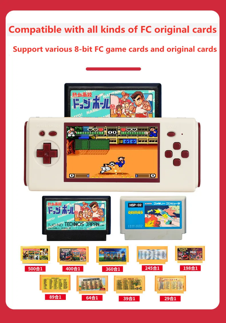 Support nes cartridge/ handheld game consoles(buit-in 88 games) inserted card/ screen handheld game machine Board Game