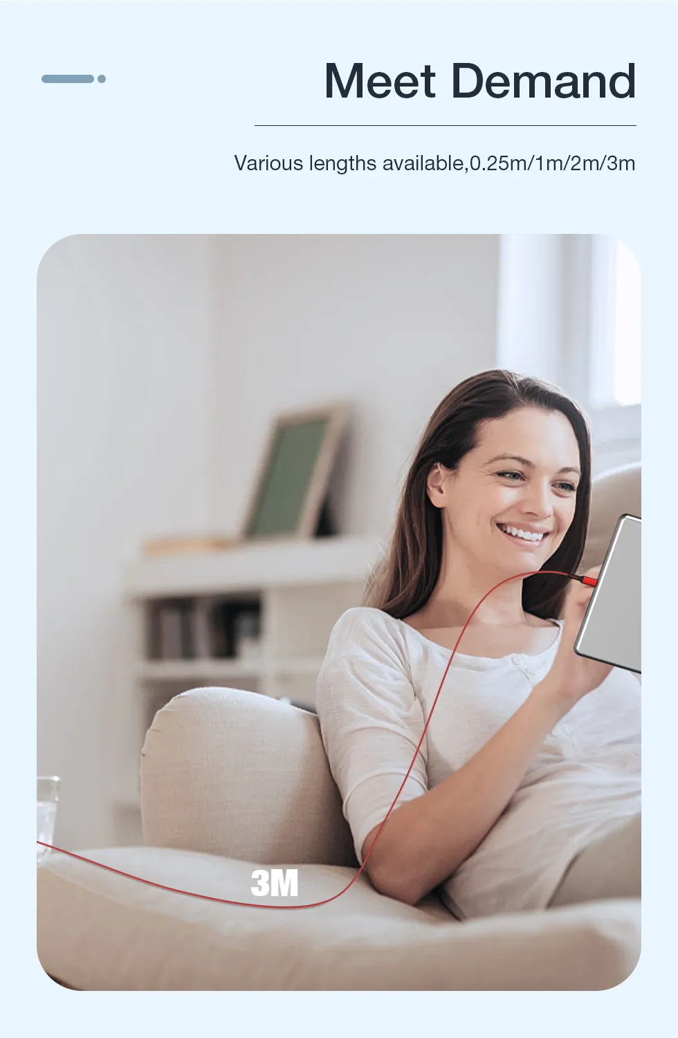 Quick Charge USB Cable For iPhone 13 12 11 Pro X Max 6 6s 7 8 Plus Apple iPad Origin Lead Mobile Phone Cord Data Charger Wire 3m