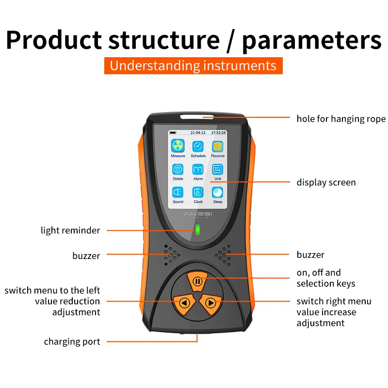 HFS-10 Geiger counter Nuclear Radiation Detector X-ray Beta Gamma Detector Geiger Counter Dosimeter Lithium battery HFS-10 Geiger counter Nuclear Radiation Detector X-ray Beta Gamma Detector Geiger Counter Dosimeter Lithium battery