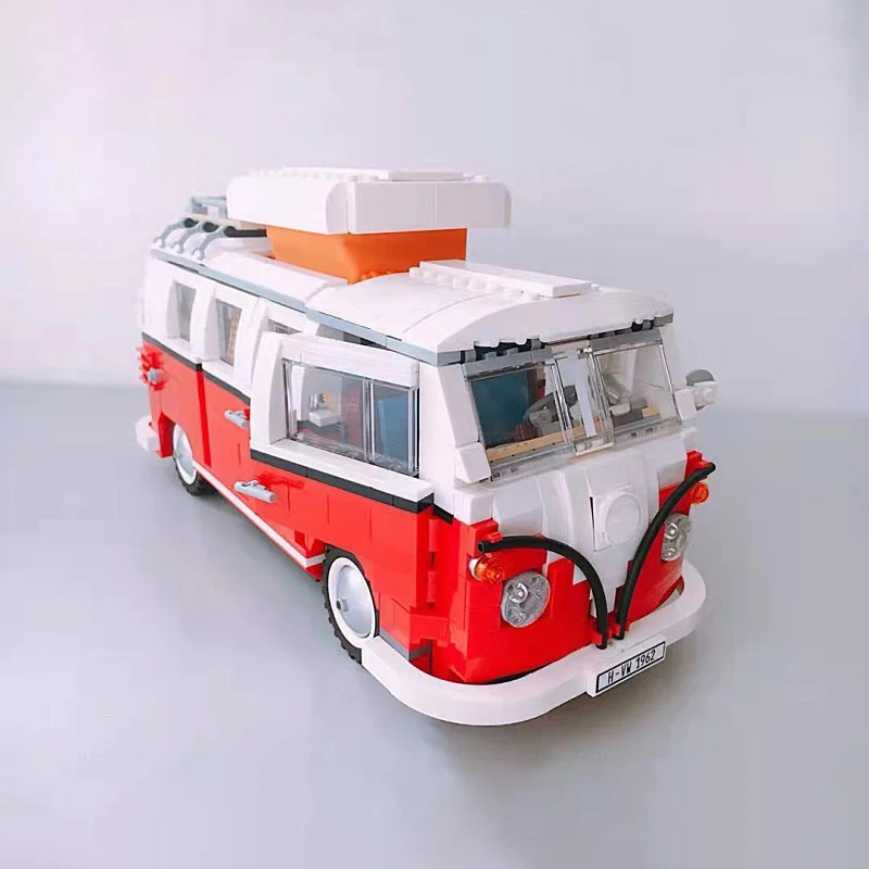 New Technical FIATed 500 VW  T1 Camper Car Van 10220 Model Building Blocks for  Car Brick Toys