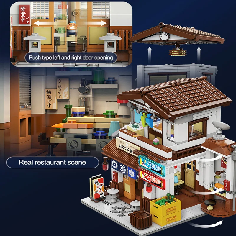 Cada LED City Japanese Style Canteen House Architecture Building Blocks Late Night Canteen Figures Bricks Toys for Kid Gifts Cada LED City Japanese Style Canteen House Architecture Building Blocks Late Night Canteen Figures Bricks Toys for Kid Gifts