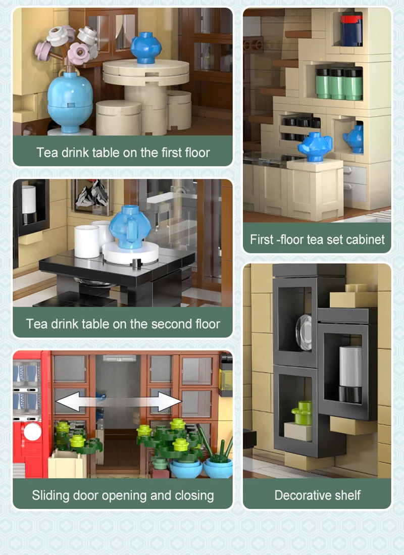 1200 Pcs Cada LED City Japanese Tea Shop House Architecture Building Blocks Friends Shop Figures Bricks Toys for Kid Gifts