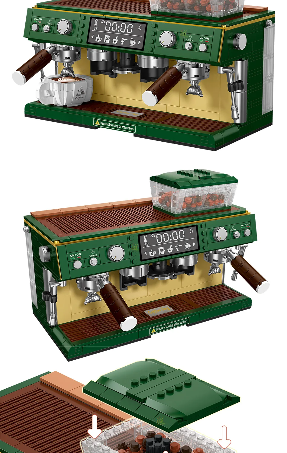 HUIQIBAO 928PCS MOC Coffee Machine Model Micro Building Blocks Mini Diamond City Friend Bricks Set Children Toys Kids Girl Game