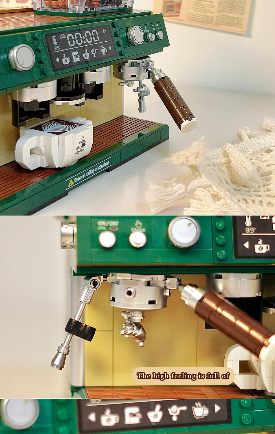 HUIQIBAO 928PCS MOC Coffee Machine Model Micro Building Blocks Mini Diamond City Friend Bricks Set Children Toys Kids Girl Game