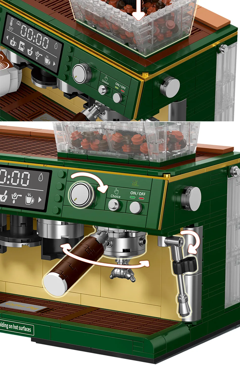 HUIQIBAO 928PCS MOC Coffee Machine Model Micro Building Blocks Mini Diamond City Friend Bricks Set Children Toys Kids Girl Game