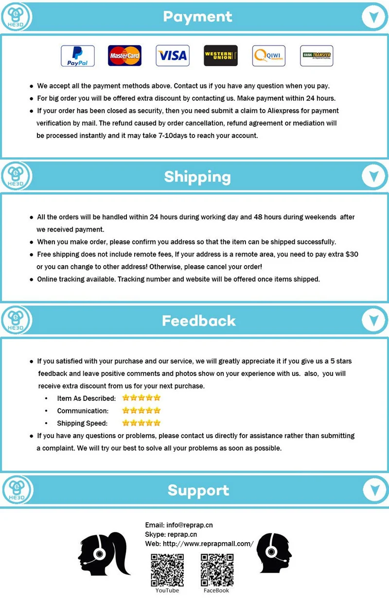 He3D large printing size reprap auto level K280 delta 3d printer kit single metal Extruder and heat bed support multi material