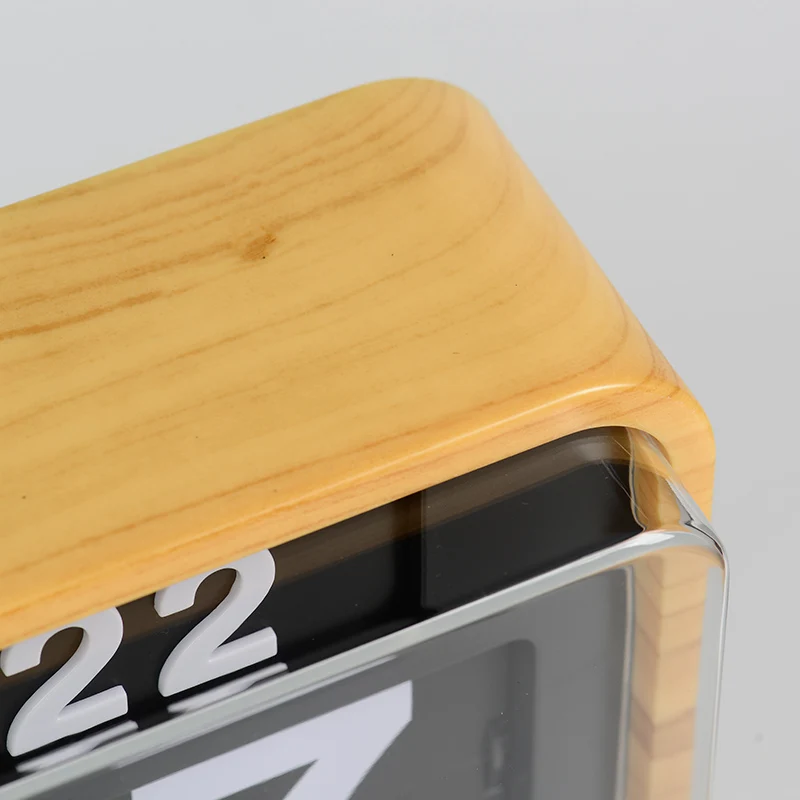 Wooden Color Calendar Plastic Page Flip Clock Automatic Mute Living Room Modern Fashion Home Creative Wall Clock