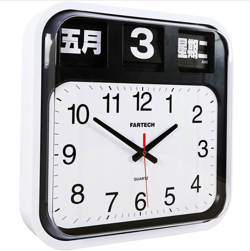 Fartech Modern Minimalist Flip Clock Living Room Atmospheric Wall Clock Mechanical Flip Clock Perpetual Calendar Quartz Clock Fartech Modern Minimalist Flip Clock Living Room Atmospheric Wall Clock Mechanical Flip Clock Perpetual Calendar Quartz Clock