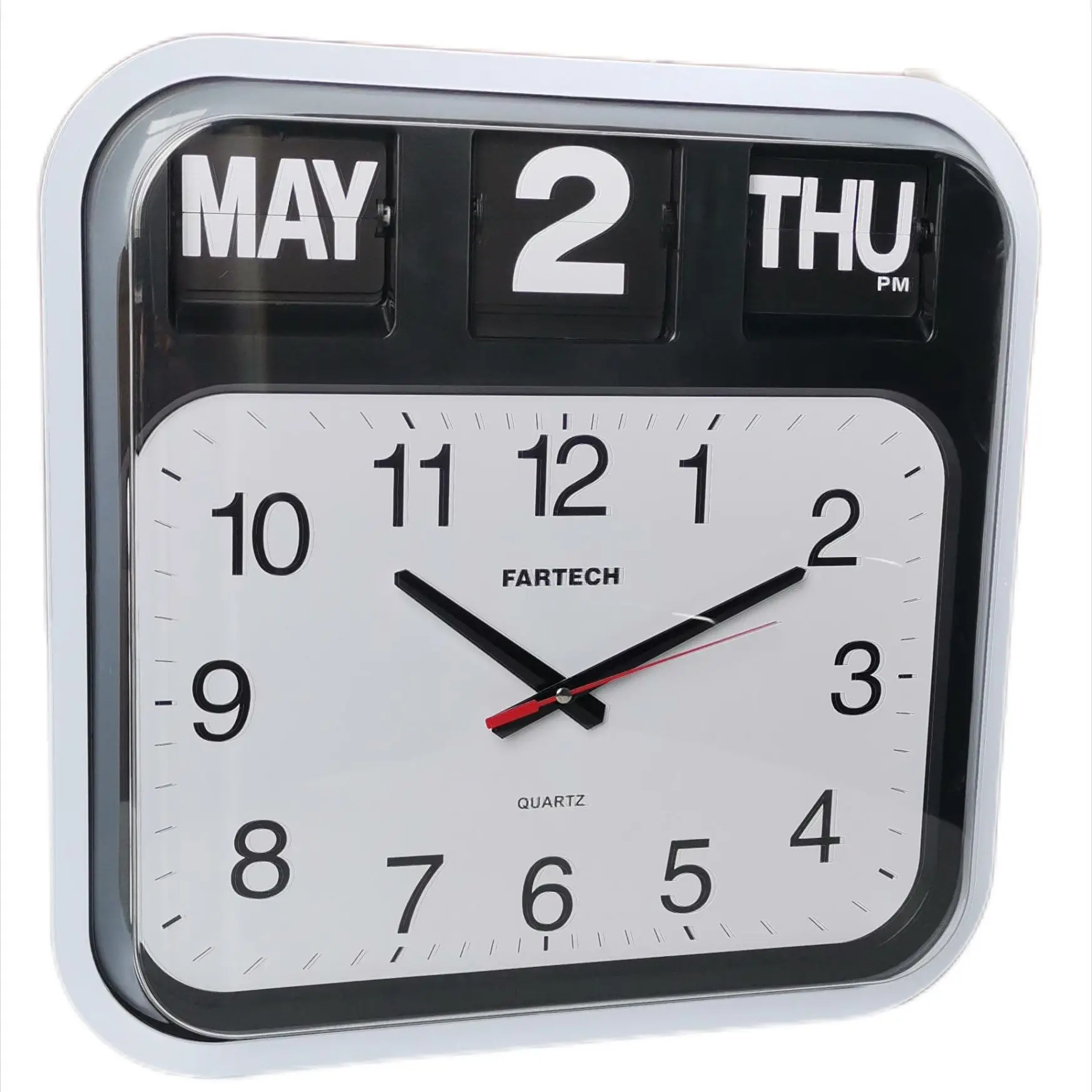 Fartech Modern Minimalist Flip Clock Living Room Atmospheric Wall Clock Mechanical Flip Clock Perpetual Calendar Quartz Clock