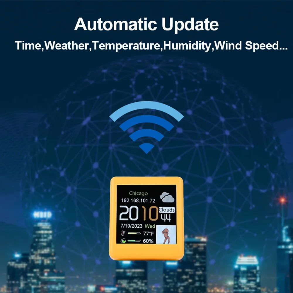 Smart Weather Station Electronic Desktop LED LCD Digital WiFi Table Clock Electronic Weather Station International Version