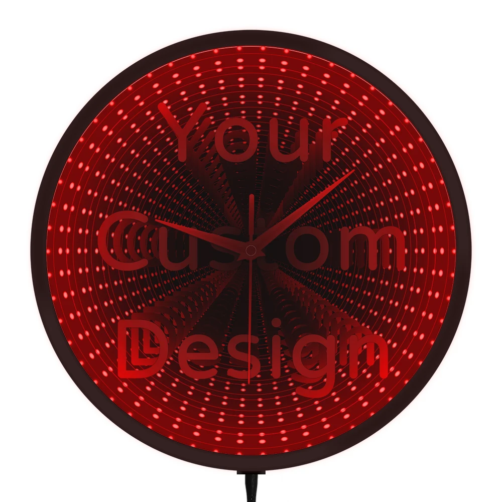 LED Infinity Mirror Backwards Wall Clock Runs Counterclockwise and Reverse Luminous Clock Vortex Tunnel Lamp Interstellar Mirror