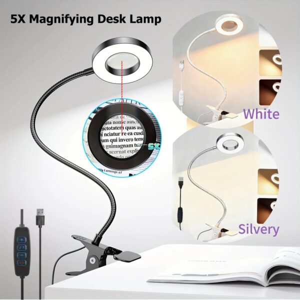 LED Clip-On Magnifying Desk Lamp